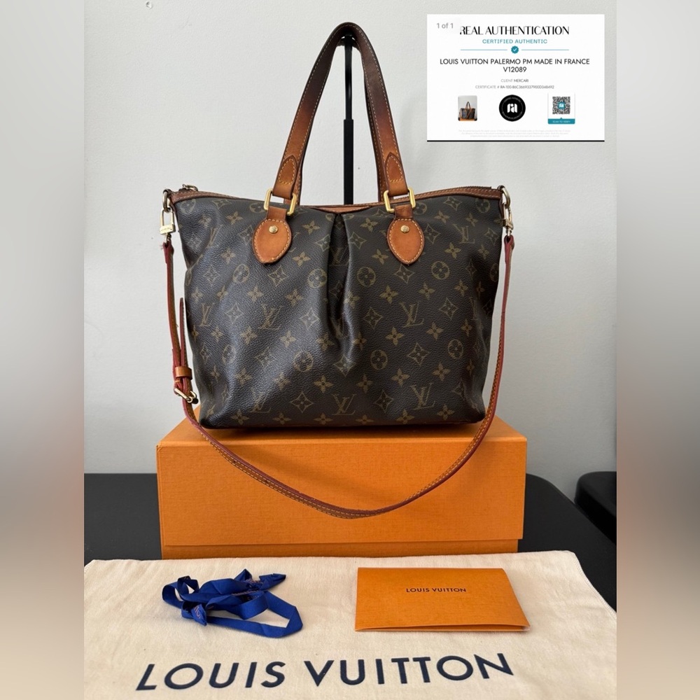 Authentic Louis Vuitton Classic Monogram Palermo Pm  Made in France V12089